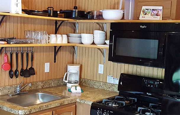 eluxe cabin rental interior kitchen